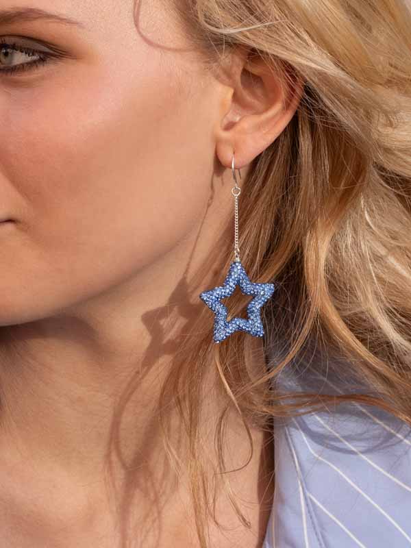 Star Rhine Earring Lt Blue